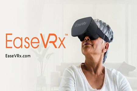 Woman at home using EaseVRx, 